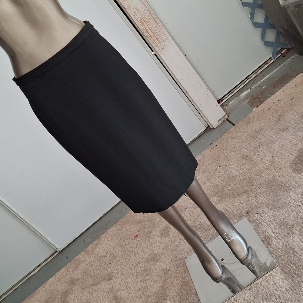 Vintage crepe slim skirt with back leather lace up